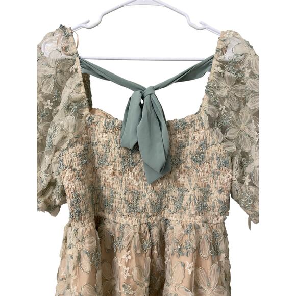 NWT In February Tulle Floral Midi Dress Large Embroidery Overlay Ethereal Fairy - Picture 7 of 13